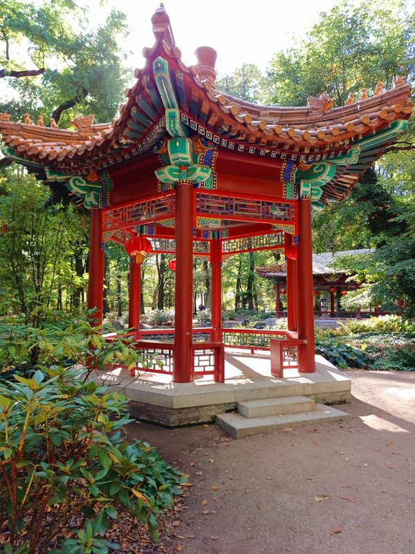 Idyllisches Gartencafé unter Kirschbäumen