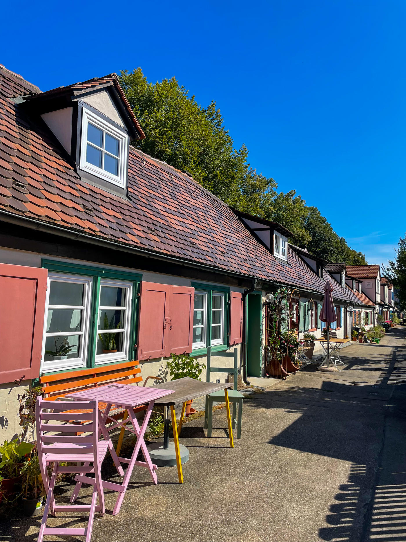 Farbenfrohe Idylle auf historischer Stadtmauer